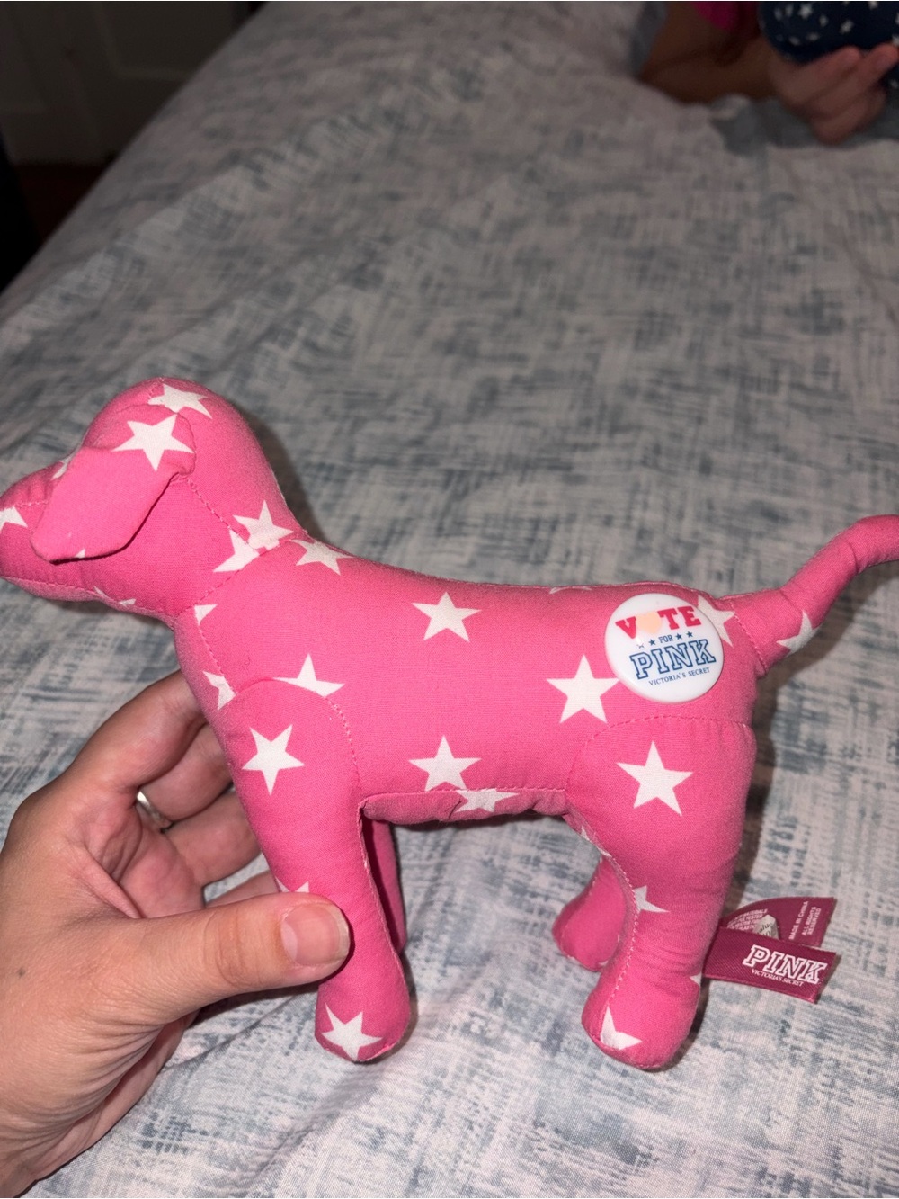 Rare PINK Victoria's Secret Star Pattern Plush Dog Toy - Pink